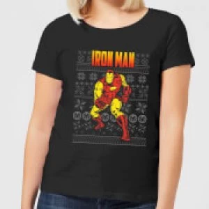 image of Marvel Avengers Classic Iron Man Womens Christmas T-Shirt - Black