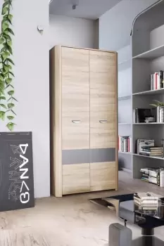 Image of Large 2 Door Wardrobe Grey & Oak