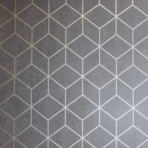 Image of Arthouse Box Geo Metallic Wallpaper Charcoal/ Copper Paper