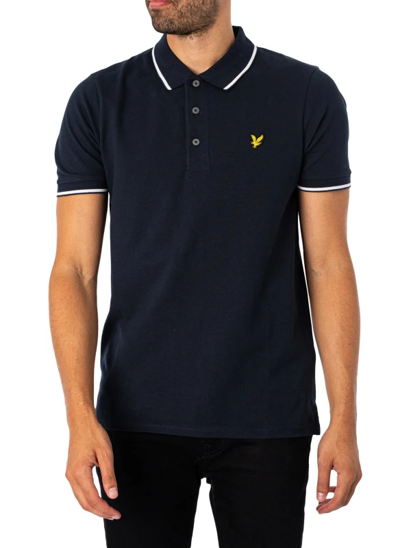 Image of Lyle & Scott Tipped Polo Shirt Dark Navy/White S