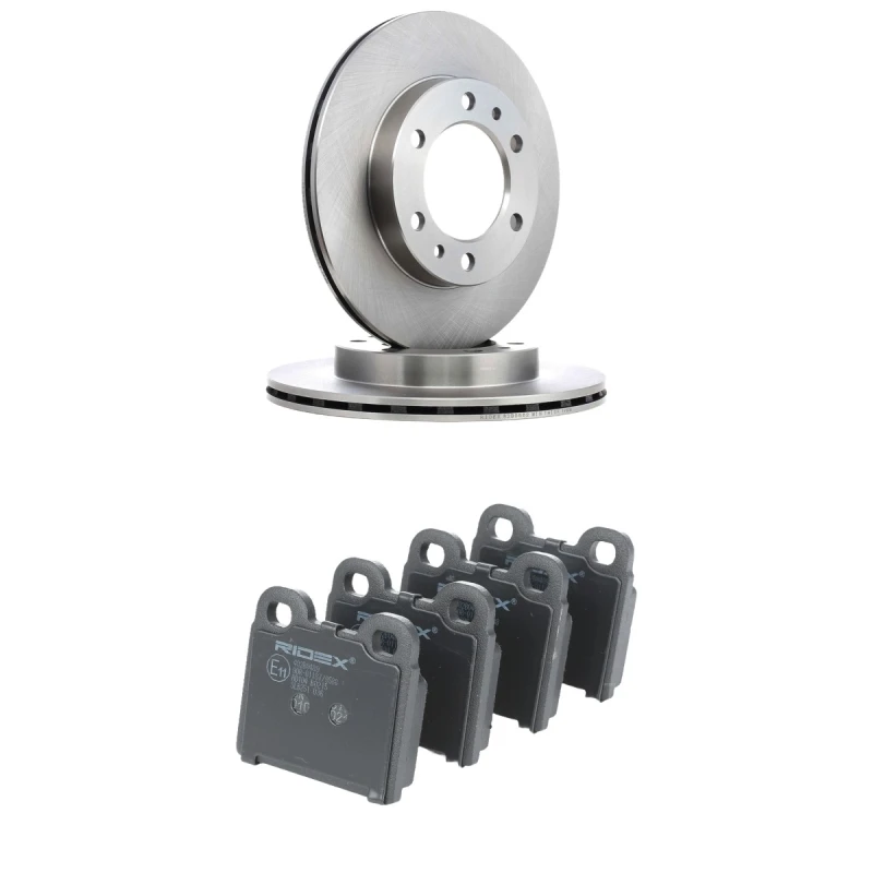 Image of RIDEX 3405B3229 Brake disc and pads set Front Axle, Brake Disc Type: Vented, excl. wear warning contact Brake Set,disc brakes (3405)