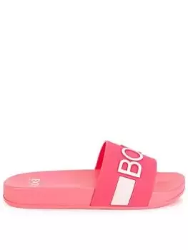 Image of BOSS Girls Logo Slider - Fuchsia, Size 3.5 Older