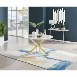 Image of Furniturebox Novara 120cm White Marble 6 Seater Modern Dining Table With Gold Starburst Legs