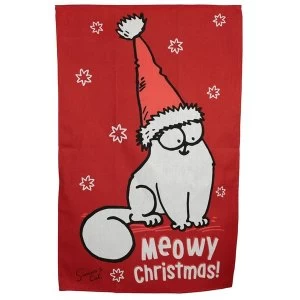 Image of Poly Cotton Tea Towel - Christmas Simons Cat