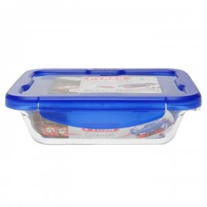 Image of Pyrex Dish with Clip Lid - Clear/Blue Lid