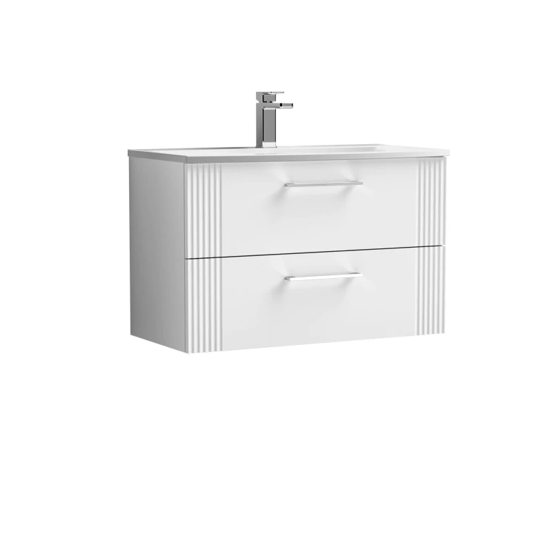 Image of Balterley 2 Drawer Wall Hung Vanity Unit Curved Basin White 800mm White