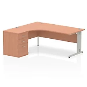 Image of Dynamic Corner Left Hand Desk Beech MFC Cable Managed Cantilever Leg Grey Frame Impulse 1800/1630 x 800/600 x 730mm