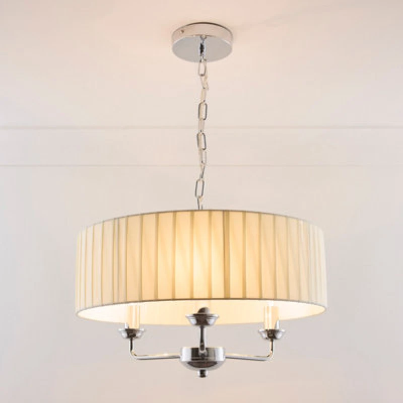 Image of K LIVING Giulia 3 Light Chrome Chandelier and Cream Shade Cream