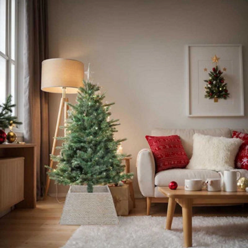 Image of Vidaxl Christmas Tree Collar White 70 X 70 X 28cm Water Hyacinth