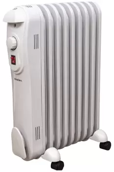 image of 2000W 9 Fin Portable Electric Slim Oil Filled Radiator Heater with Adjustable Temperature- White