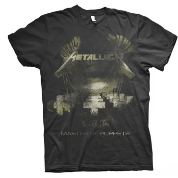 image of Metallica - Master of Puppets Distressed Unisex X-Large T-Shirt - Black