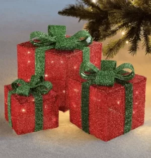 Image of Sentik LED Christmas Parcels Red (Set of 3)