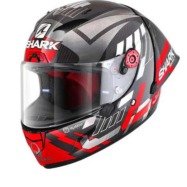 Image of Shark Race-R Pro GP 06 Replica Zarco Winter Test Carbon Chrom Red DUR Size XL