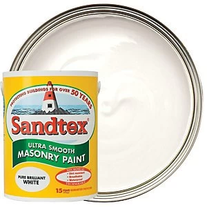 image of Sandtex Ultra Smooth Masonry Paint - Pure Brilliant White 5L