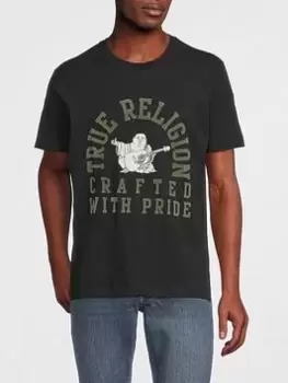 Image of TRUE RELIGION True Religion Arch Logo T-Shirt, Black, Size 3XL, Men