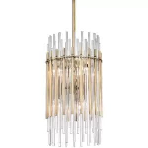 image of Wallis 6 Light Pendant Brass, Glass