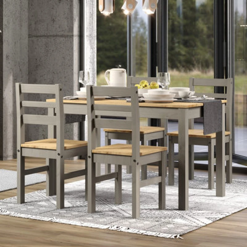 Image of Core Products Grey Corona Large Linea Table And 4 Chair Dining Set, Grey CRGTB6SET4