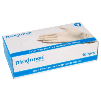 image of Mckinnon Medical Latex Powder-Free Disposable Gloves Box 100 - Small