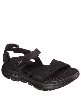 image of Skechers Go Walk 5 Mesh Quarter Flat Sandal - Black, Size 4, Women