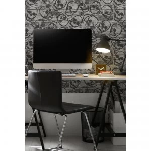 Image of Fresco Industrial Skulls Brick Wallpaper