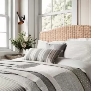 image of Helena Springfield Breton Stripe Kingsize Duvet Cover Set, Grey