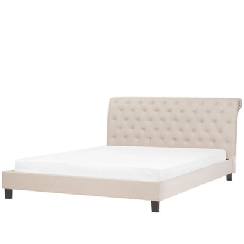 Image of Beliani Bed Fabric Reims 180 X 200 Cm (Eu Super King) Beige