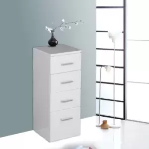 image of White 4 Drawer Bathroom Cabinet Floor Standing Storage Furniture Unit 300mm