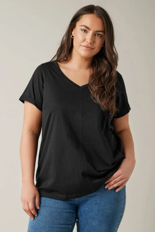 Image of Evans Pure Cotton T-Shirt Black