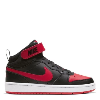 Image of Nike Court Borough Mid 2 Big Kids Shoe - Black/Red