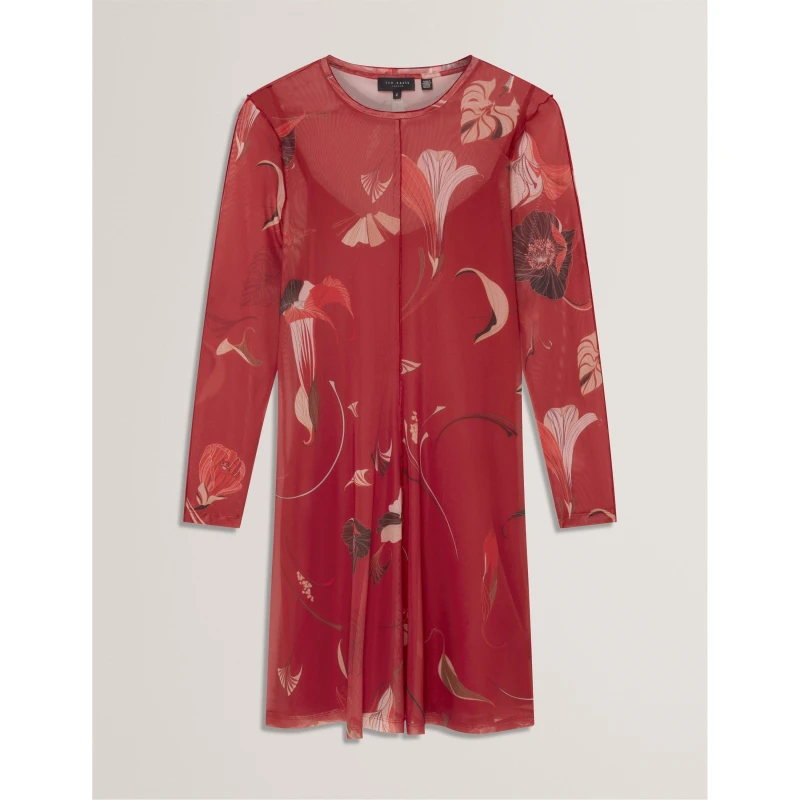 Image of Ted Baker Womens Print Mini Dress Red female 6 (2X)