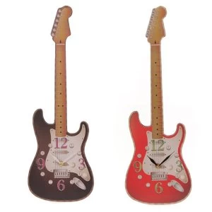 Image of Rock Guitar Shaped Wall Clock (1 Random Supplied)