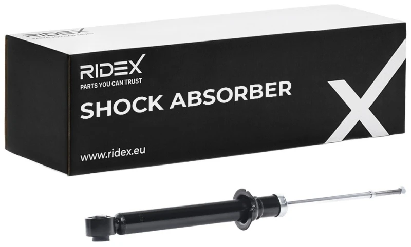 Image of RIDEX 854S0557 Shock absorber Rear Axle, Gas Pressure, Twin-Tube, Suspension Strut, Bottom eye Shock Absorber (854)