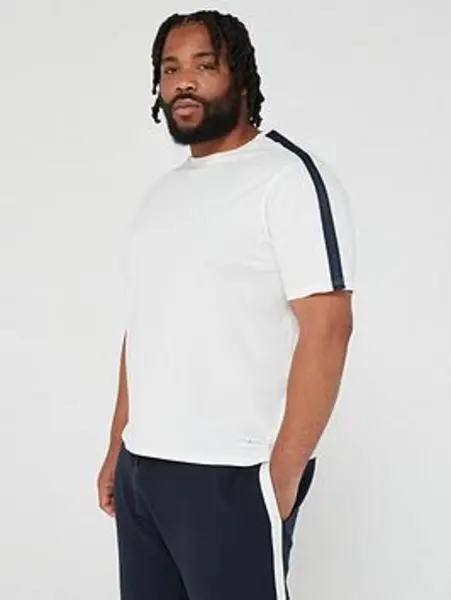Image of Tommy Hilfiger Big & Tall Short Sleeve Logo T-Shirt- White, Natural, Size 3XL, Men
