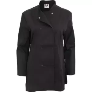 Image of Dennys Womens/Ladies Long Sleeve Fitted Chef Jacket (XL) (Black) - Black