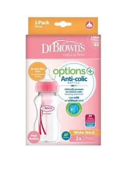 Image of Dr Browns Options + 270ml Bottle 2 Pack Pink, One Colour