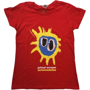 Image of Primal Scream - Screamadelica Womens Large T-Shirt - Red