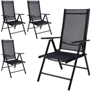 image of 4x Deuba Garden Dining Chair Bern Folding Chairs Set Aluminum Recliner Outdoor Patio Silver or Anthracite