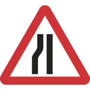 image of Zintec 600mm Triangular Road Narrows Left Road Sign (no frame)