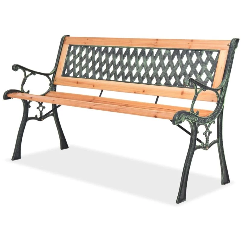 Image of vidaXL Garden Bench 122cm Wood Diamond-Patterned Backrest Outdoor Park Seat