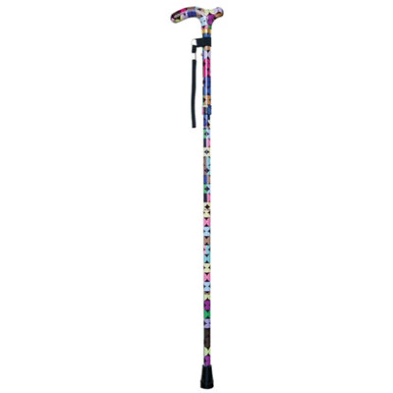 Image of Loops Deluxe Ambidextrous Foldable Walking Cane - 5 Height Settings - Sixties Design Multi