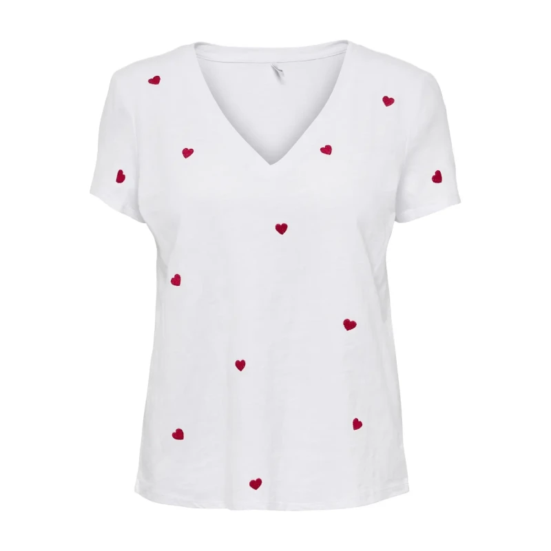 Image of Only Womens v-neck T-Shirt Only Ketty Life Blanc Female M 15288478-4489469