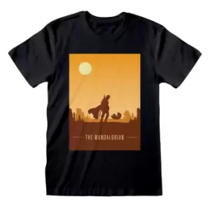 image of Star Wars: The Mandalorian Unisex Adult Poster T-Shirt (L) (Black)