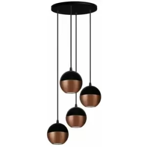 image of Helam Midway Cluster Pendant Ceiling Light Black, Copper 30cm