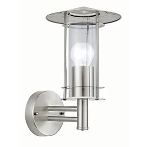 image of Eglo Lisio Outdoor Stainless Steel Lantern Wall Light - 60W E27