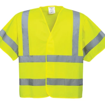 image of Portwest Short Sleeved Hi Vis Waistcoat Yellow L / XL