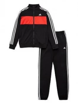 Image of Boys, adidas Girls 3 Stripe Full Zip Jogger Set - Black, Size 11-12 Years