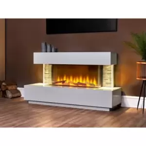 image of Adam - Aspen White Marble & Slate Fireplace with Downlights & Sahara Electric Fire, 50 Inch