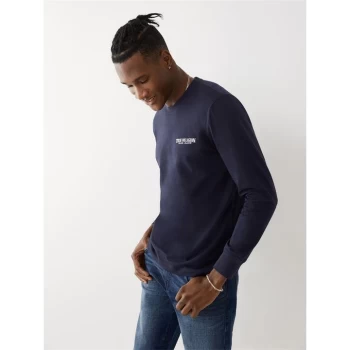 Image of True Religion Long Sleeve Logo Graphic T Shirt - Blue