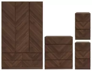 Image of GFW Catania 4 Piece 3 Door Wardrobe Set - Walnut