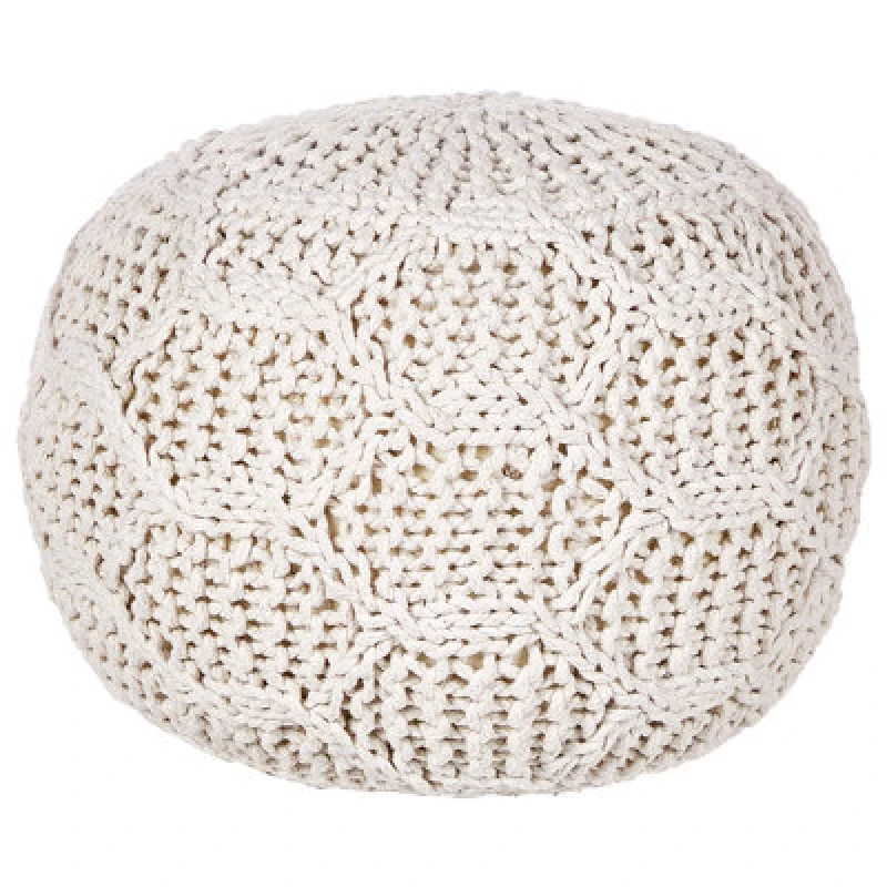 Image of Beliani Pouffe Macrame Triman Cotton Light Beige